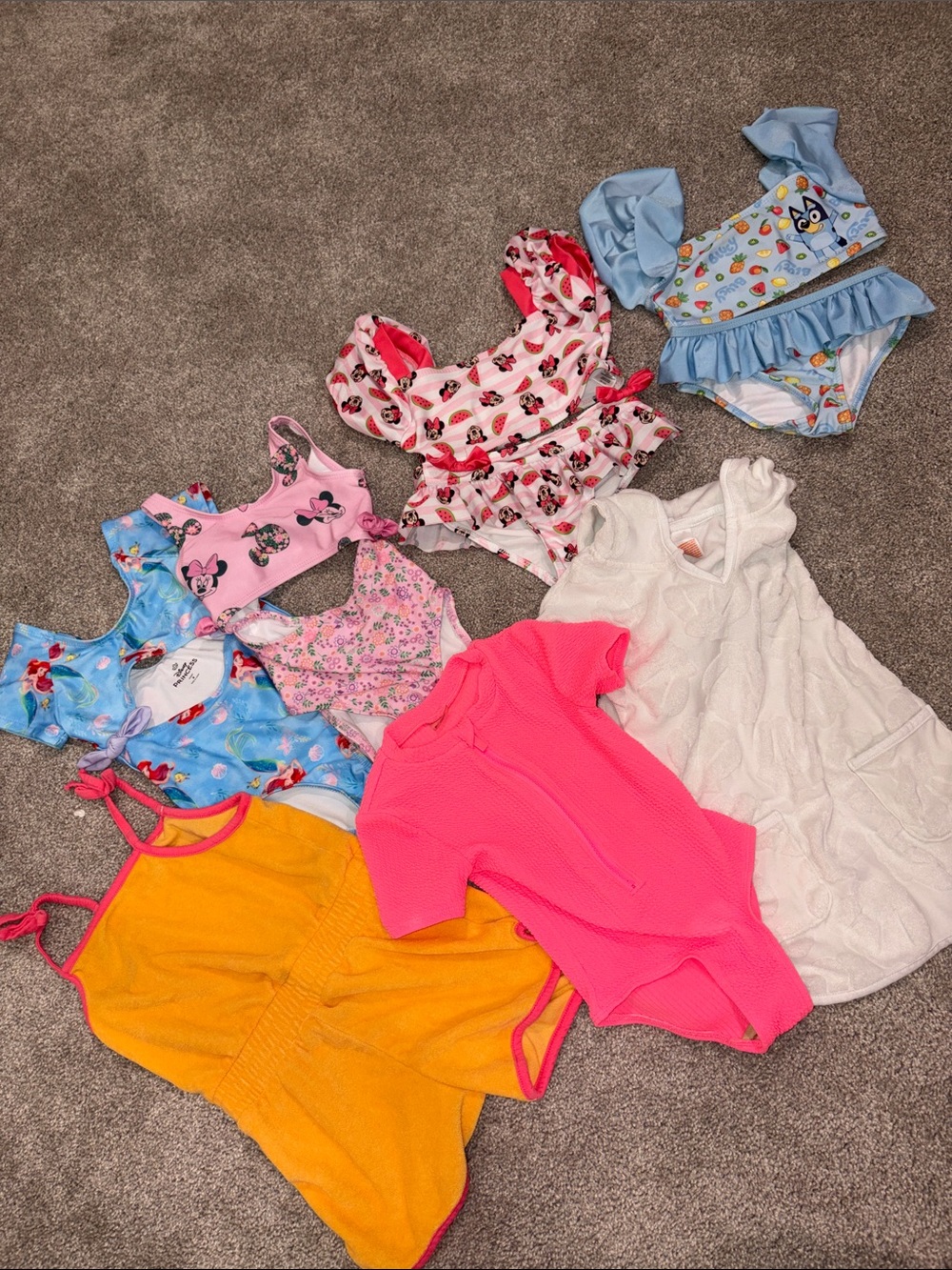4T Girls Mixed Swimsuit & Dress Lot with Bright Pink & Yellow Pieces